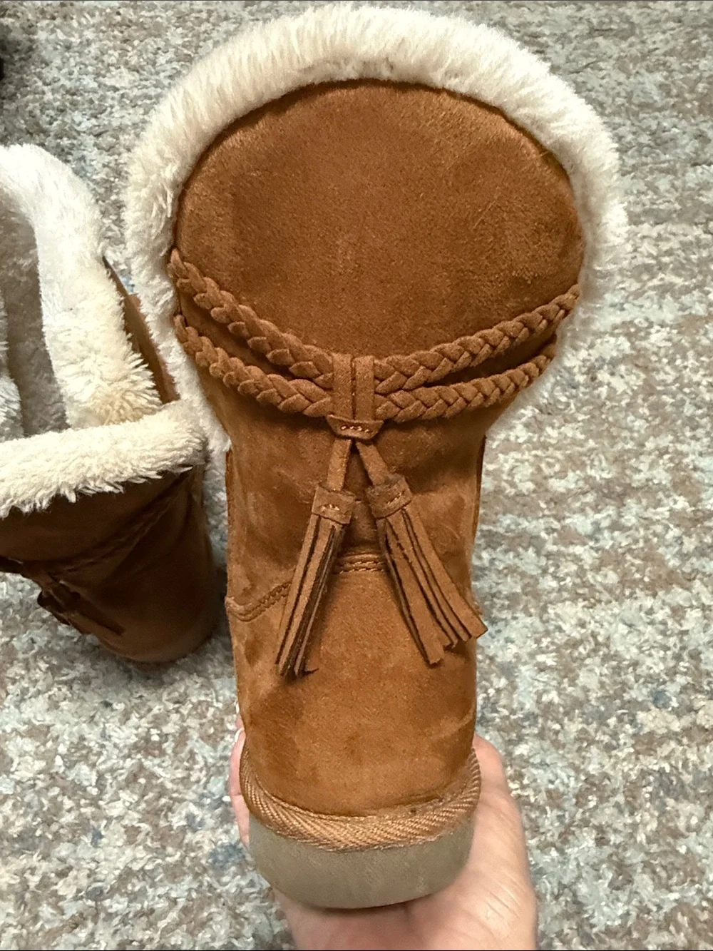 Arizona Jean Company Chestnut Brown Suede Shearling-Lined Winter Boots